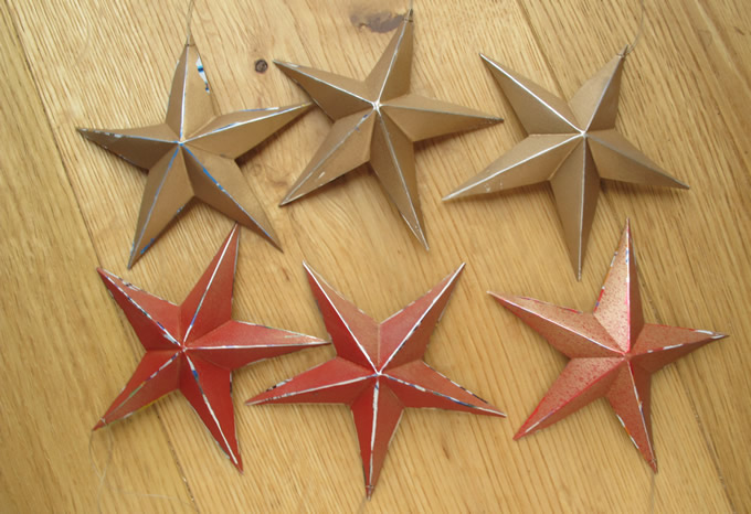 Festive Stars made from Recycled Drinks Cans